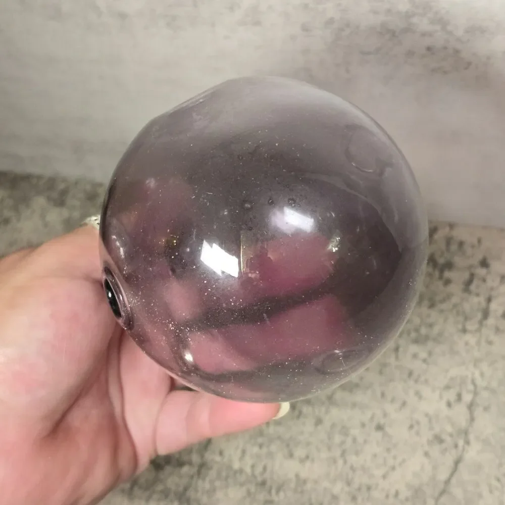 Purple Glass Ornament With holes Hand made 4”Diameter Transparent